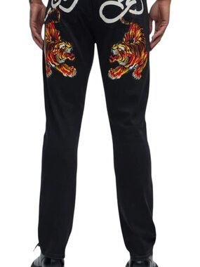Y2K Ed Hardy Crawling Tiger slim taper jeans